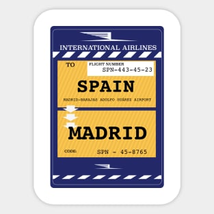 Spain, Madrid Plane ticket Sticker